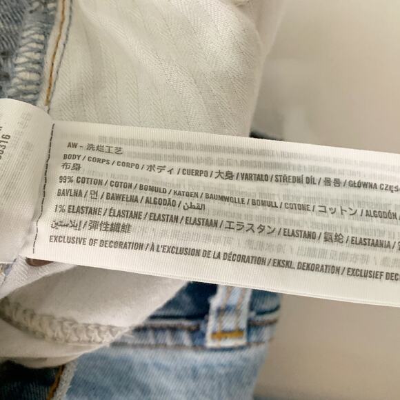 Abercrombie and Fitch 12 The Mom High Rise Jeans raw hem Distressed Patch Knee - Picture 9 of 9